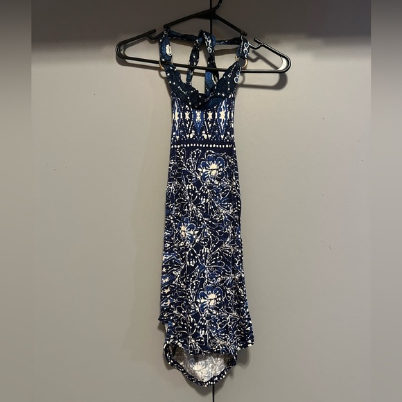 Free People - Indigo Combo Sleeveless Halter Neck Tank Top (Size M) - Picture 1 of 9